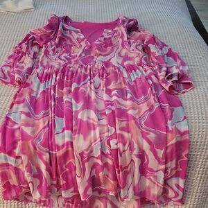 Sunny Leigh Pink and White Mini Dress